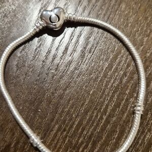 Silver Heart Clasp Women's Snake Chain Bracelet